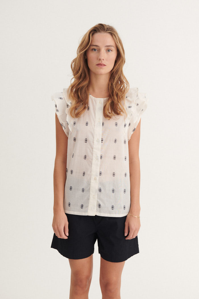 Basic Apparel Ada Shirt Skjorter 705 whisper white / Sky captain